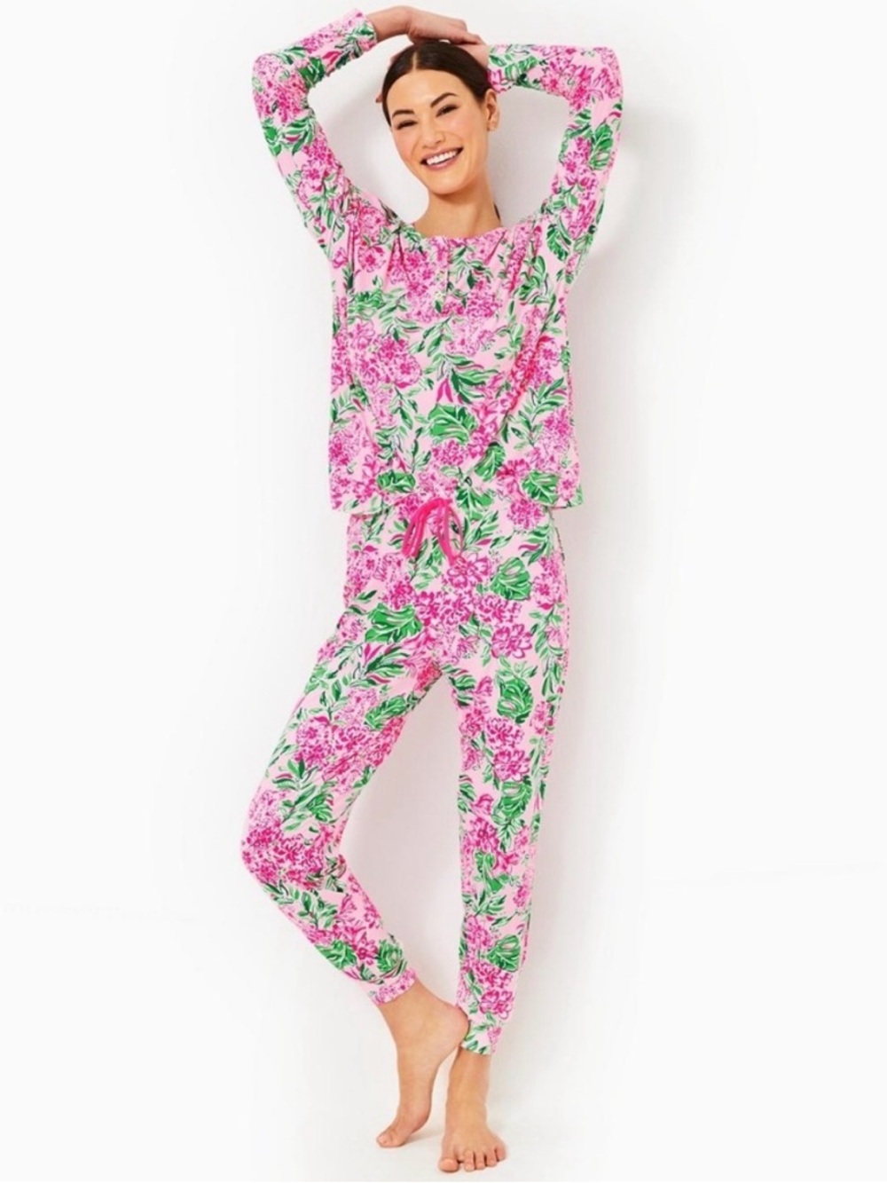 Lilly Pulitzer Pink & Green Floral Kids Pajama Set